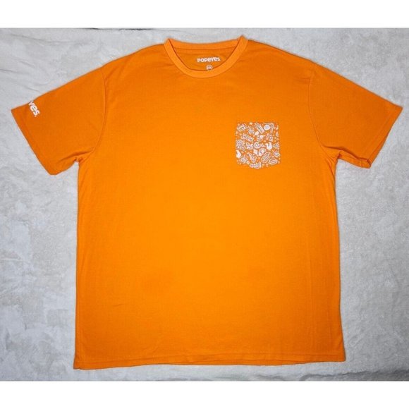 Popeyes Employee Shirt Adult XL Louisiana Kitchen Uniform Work Wear Orange - Picture 1 of 9